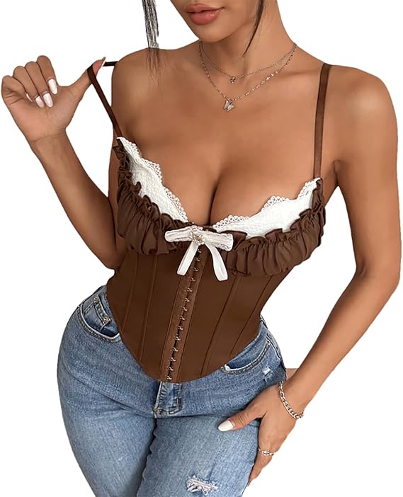 Going Out Crop Tops for Women Spaghetti Strap Bustier Corset Tops Summer Y2k Teen Girls Fashion Trendy