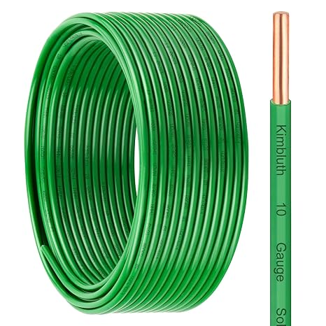 THHN Wire 10 Gauge Solid Copper Wire, 10 AWG Wire, Green, 25FT