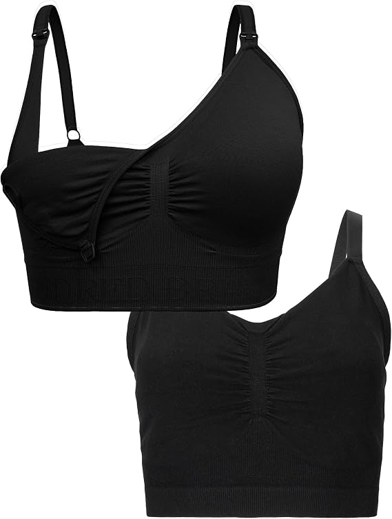Kindred Bravely Sleep Pumping Bra & Sublime Nursing Bra Bundle (Black, Medium-Busty)