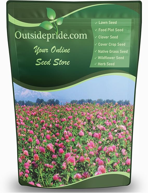 Outsidepride Perennial Red Clover Seeds - 1/4 lbs. Self-Seeding, Nitrocoated, Inoculated Clover Seeds for Lawn, Yard, Forage, Pasture, Hay, Nitrogen Fixation, Soil Improvement & Crop Rotation Programs
