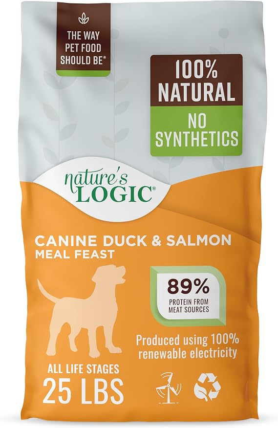 NATURE'S LOGIC Dry Dog Food - Duck & Salmon Meal Feast Dry Kibble, 25 lb