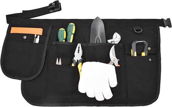 Nanxson Tool Apron Half Canvas Apron With Muti-Pockets | 8 pockets,quick release waist buckle,for Home Gardening Painting Crafting Woodworking
