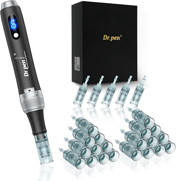 Dr. Pen M7s Professional Microneedling Pen with 25 Replacement Cartridges | Derma Pen with 6 Speed Adjustment & LED Display, for Hair Growth, Face, Body and Skin Care, Pro Home Use, Easy Operation