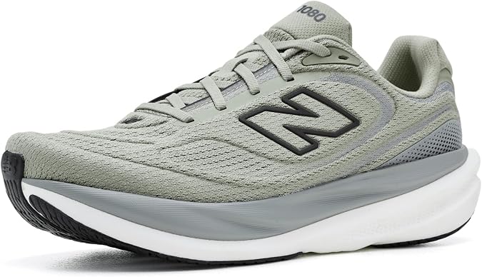 New Balance メンズ 1080 V15 ランニングシューズ, Olivine/Faded Black, 12 Wide