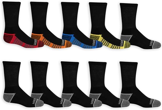 Fruit of the Loom Boys' 10-Pair Half Cushion Crew Socks