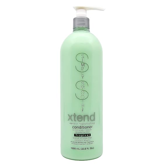 SIMPLY SMOOTH Xtend Keratin Replenishing Conditioner Tropical | Sulfate-Free Moisture Repair for Dry, Frizzy, Damaged Hair | Smooths, Softens, Strengthens, Color & Keratin Safe 33.8 Oz