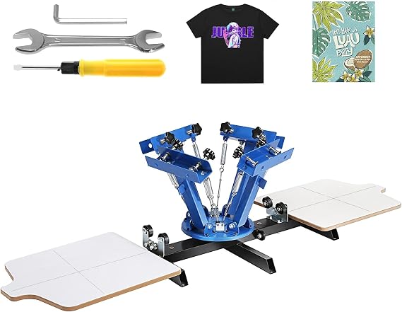 VEVOR Screen Printer 4 Color 2 Station Silk Screen Printing Kit 55x45cm T-Shirt Screen Printing Machine Screenprint Press (4 Color 2 Station)