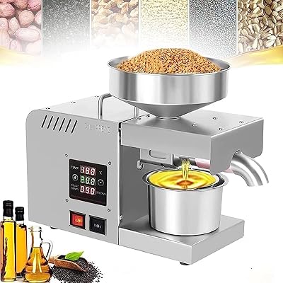 Automatic Oil Press Machine,ColdHot Electric Oil Extractor,with High Power Heater & 610w Integrated Intelligent Control, Food Grade Stainless Steel,for Peanut Sunflower Sesa