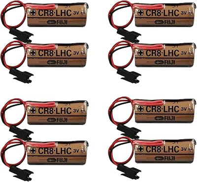 【8 Pack】 CR8.LHC Battery 3V 2600mAh Non-Rechargeable Battery Replacement for Fuji FDK CR8.LHC 17450 with Black Plug