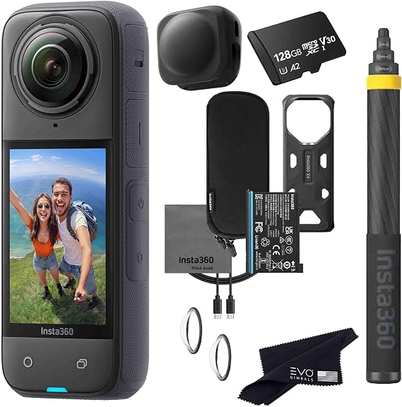 Insta360 X4 Extended Selfie Stick Bundle(3m/9.8ft)-8K Waterproof 360 Action Camera with 1/2" 48MP Sensors, 8K 360 HDR Video| Bundle Includes 3m Extended Selfie Stick, Lens Cap (128GB)