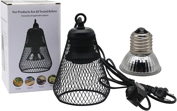 Heating Lampshade Reptile Anti-Scald Heater Guard with 25W UVA+UVB Heating Lamps for Terrarium Chameleon Lizards Snakes