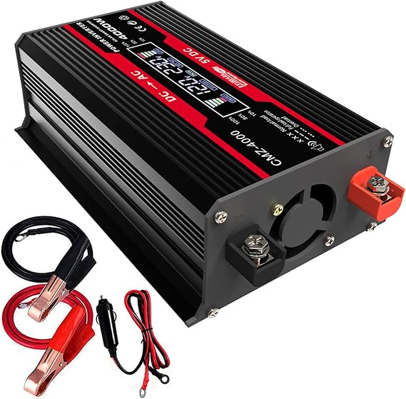 Power Inverter 12v to 110v 220v, Power Converter Dc to Ac Converter with AC Outlets, 300 watt Inverter for Car/RV/Home,Black-220V