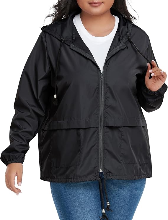 American Trends Plus Size Rain Jackets for Women with Hood Waterproof