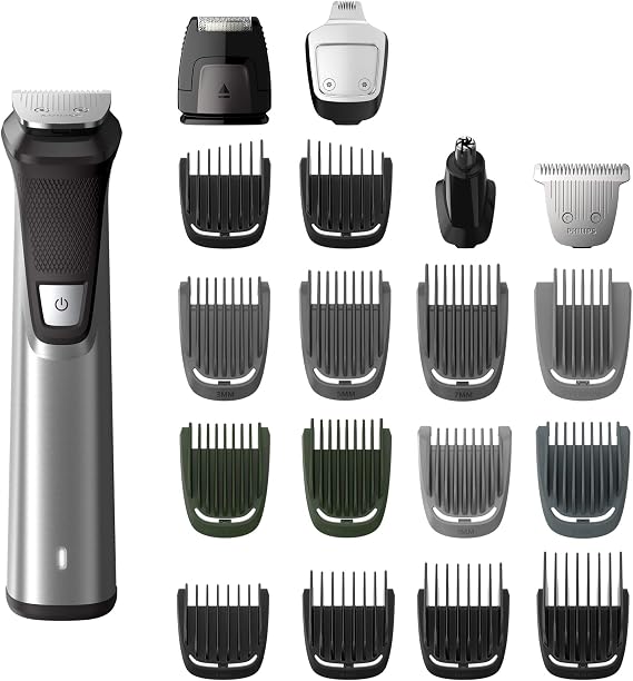 Norelco Philips Multi Groomer 9000-25 Piece Mens Grooming Kit for Beard, Body, Face, Nose, and Ear Hair Trimmer,Shaver, and Clipper with Premium Storage Case - NO Blade Oil Needed, MG7770/49