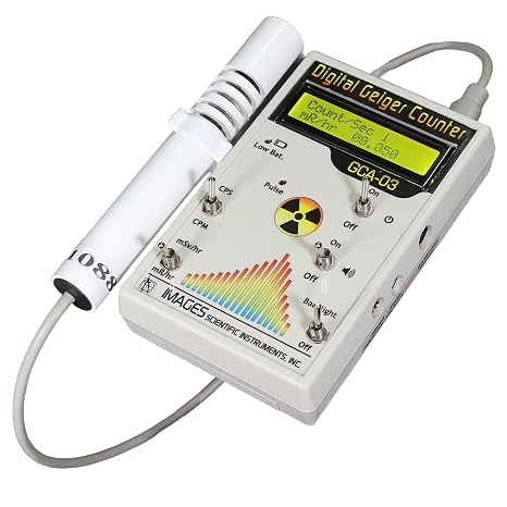 GCA-03W Geiger Counter Nuclear Radiation Detection Monitor with Digital Meter and External Wand Probe - ANSI N323A Certification Ready- 0.001 mR/hr Resolution - 350 mR/hr Range