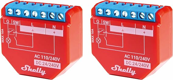 SHELLY Wi-Fi Plus 1PM 16A Bluetooth Switching Actuator 2pcs