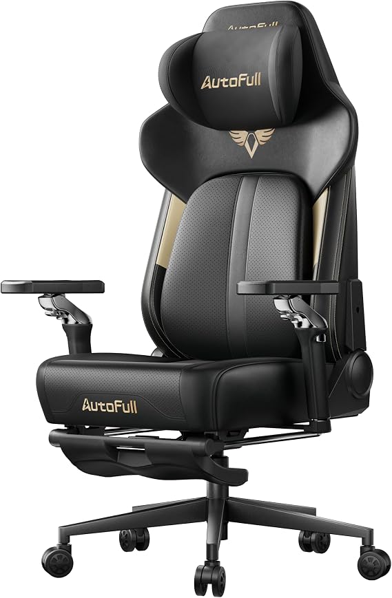 AutoFull M6 Ergonomic Gaming Chair with 3rd-Gen Dynamic Lumbar Support, Lumbar & Leg Massage, Ventilated & Heated Seat, 360 Mechanical Armrests, Retractable Footrest