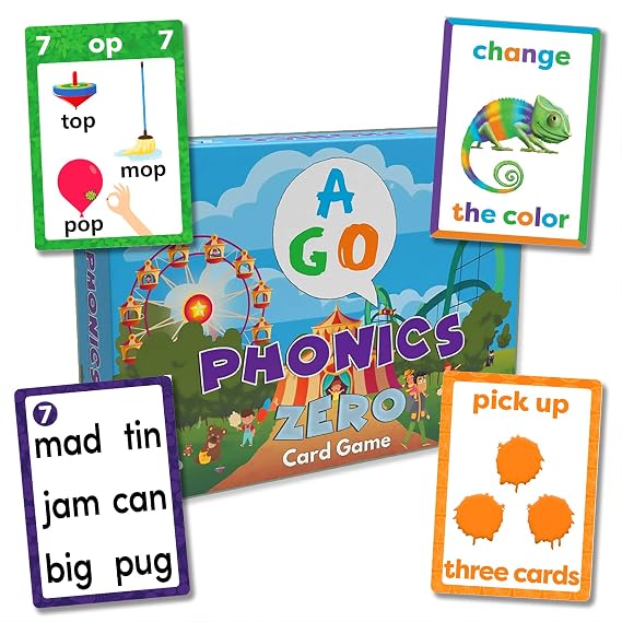 AGO Phonics Zero: Phonics-Kartenspiel für 5-7 Jährige - Lernen durch Spielen mit CVC-Wörtern und 2 Schwierigkeitsstufen