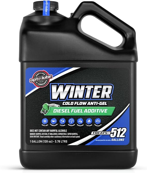 Opti-Lube Winter Anti-Gel Diesel Fuel Additive, 1 Gallon, Treats 512 Gal | Extreme cold-weather protection with maximum cold-flow performance and water separation