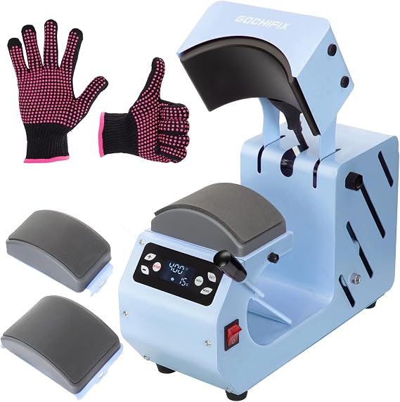 Auto Hat Heat Press Machine for Caps with Automatic Open/Release, 4 Memory Modes, Precise Temp/Timer Control, 6.54"x3.84" Curved Heat Plate, Hat Stretcher & Safety Base for Sublimation & HTV Vinyl