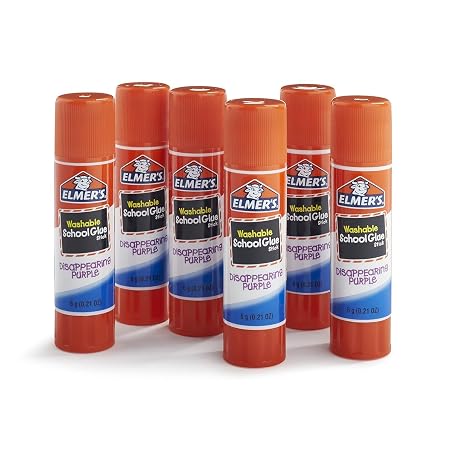 Elmers Washable Disappearing School Glue Sticks, 0.21 Purple Glue Stick 6 Pack