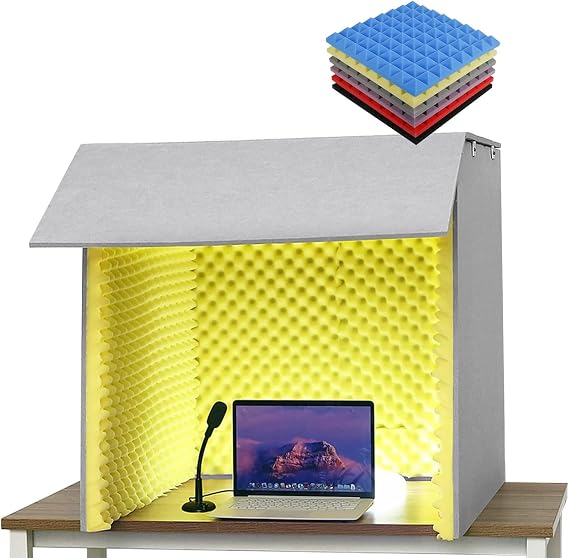 Portable Vocal Booth for Recording, Desktop Soundproof Cover, Microphone Separation Booth Box, Portable Vocal Recording Booth, Flame Retardant, Easy to Assemble