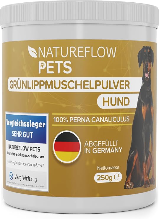 Green-lipped Mussel Dog Test Winner - 250 g Natural Green-Lipped Mussel Powder for Dogs - Support Joint Function - Green-Lipped Mussel for Dogs with High Acceptance - Green-Lipped Mussel Powder Dog