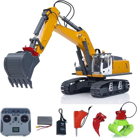 US in Stock, 1/18 Kabolite 5901 100S Electronic Lifting RC Excavator Flysky Remote Control Digger Engineering Vehicle W/Electric Ripper Hammer Hobby Grade Model for Adult
