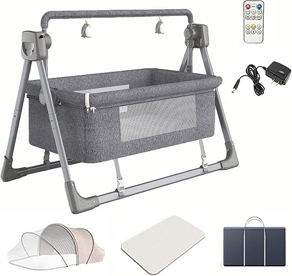 Electric Baby Swing,baby rocker,Rocking Chair Electric Cradle Baby Swing Bed,Adjustable Bedside Cribs,Automatic Rocking Recliner Crib Basket, Baby Safe Bed,Best Baby Bed For Infant Newborn Unisex