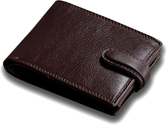 Mens Leather Wallet, RFID Blocking, Passcase with Coin Pocket, Compact Bifold Leather Wallet for Men with ID and Coin Pcoket - 4014 (Brown)