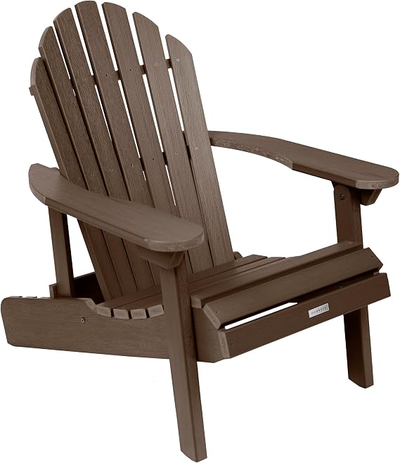 highwood Hamilton Made in the USA Folding and Reclining Adirondack Chair, Adult Size, Weathered Acorn