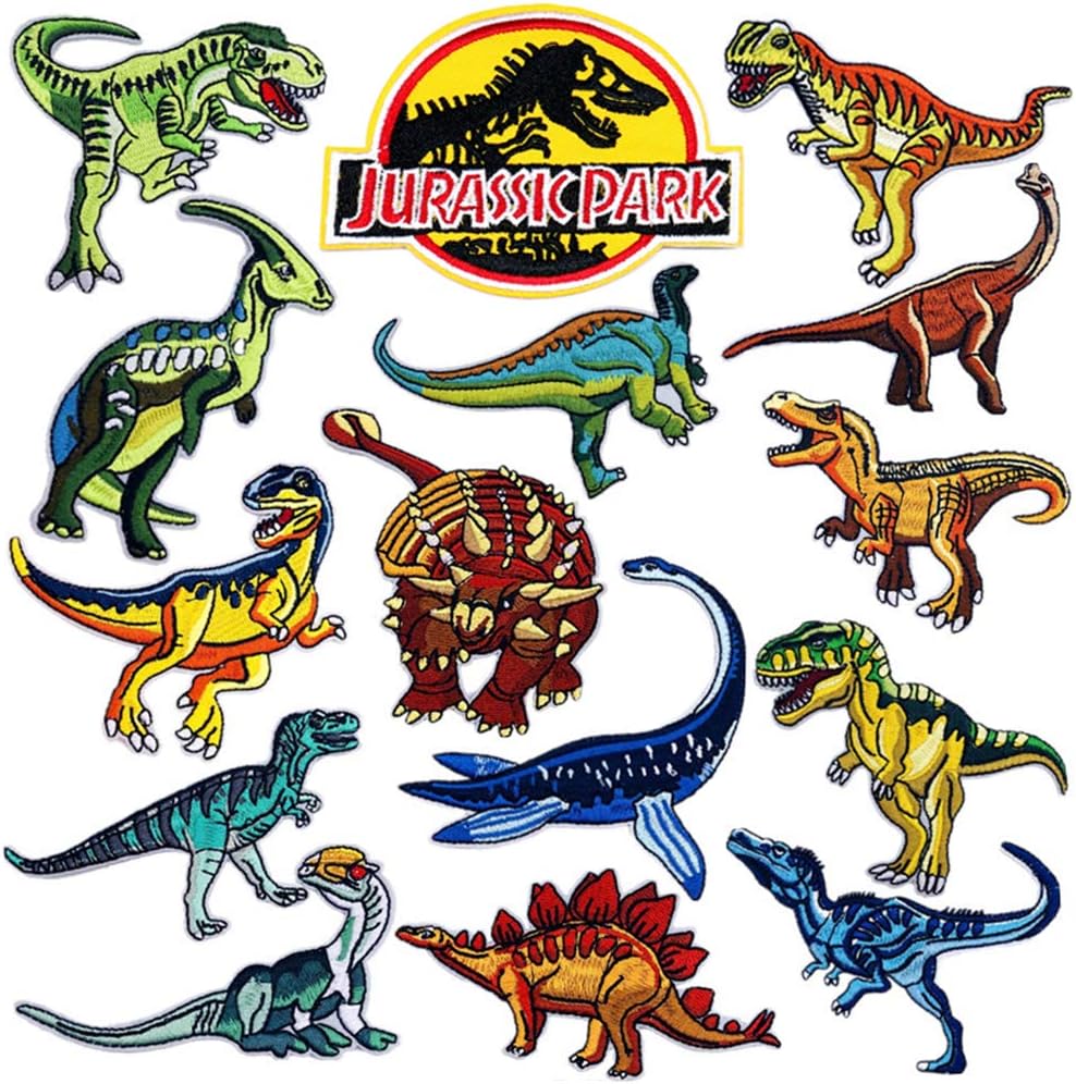 15 Pcs Dinosaur Patch Dinosaur Embroidery Patches Sew On or Iron On Patches for Kids Clothing Repair Decoration DIY Badge Applique Clothes Backpacks Jackets Jeans Hats Sewing DIY Crafts