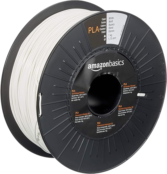 Amazon Basics PLA 3D Printer Filament, 1.75mm, White, 1 kg Spool