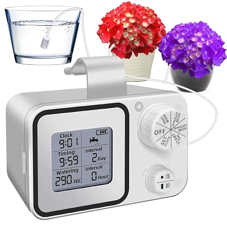 Automatic Plant Waterer Indoor, Self Watering System for 15 Potted Plants, Auto Plant Watering, Adjustable Water Volume, Programmable Water Timer, DIY Drip Irrigation Kit for Home Garden