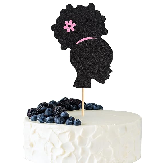 1 Pc Happy Birthday African Girl Cake Topper, Black, Cultural/Ethnic, 1 Count, 1 Piece, Cake Decoration, Cake Toppers, Birthday Occasion