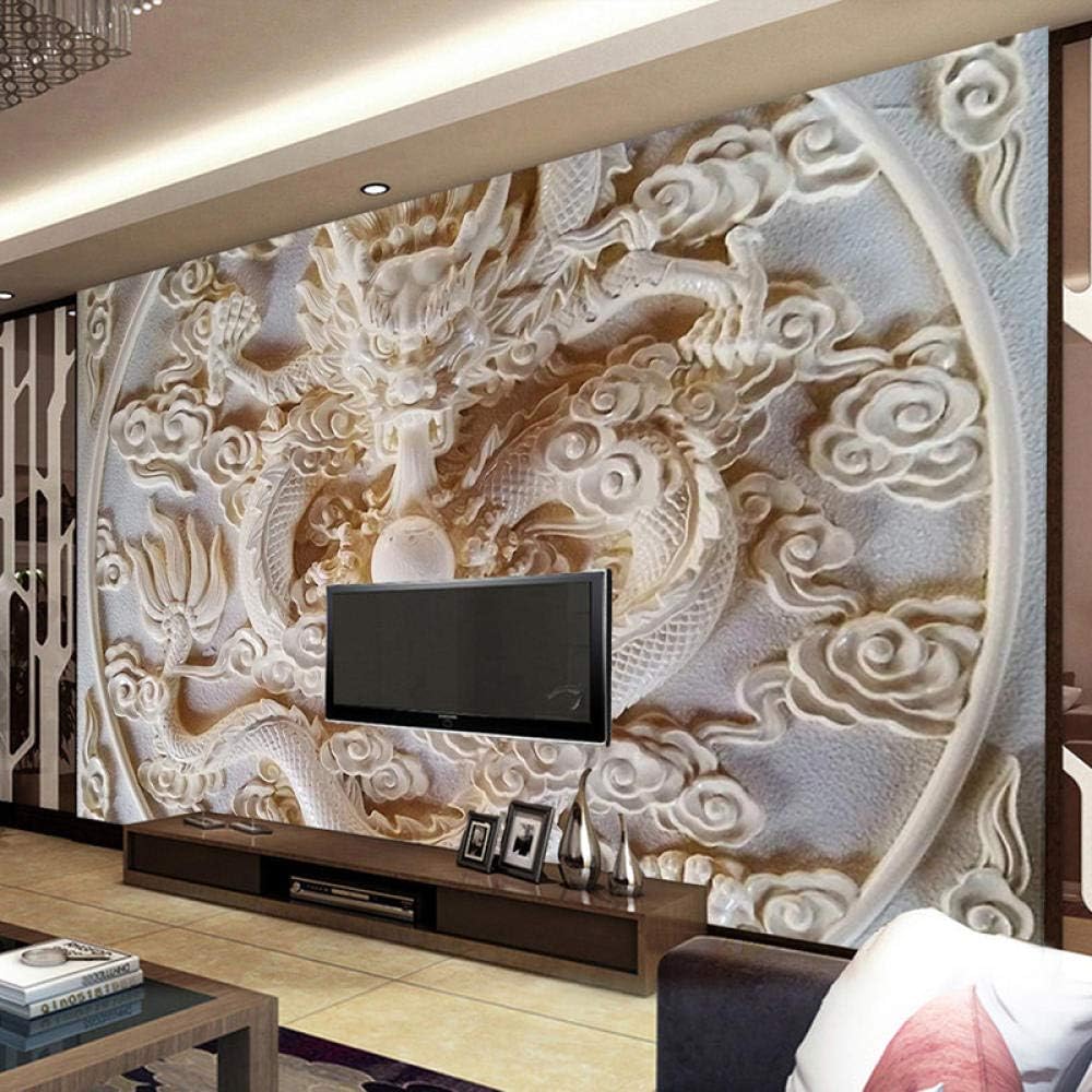 ZCLCHQ 3D Wallpaper Mural Statue & Chinese Dragon Waterproof Decoration for Kid Girl Nursery Teen Baby Bedroom Living Room W300 X H210 cm