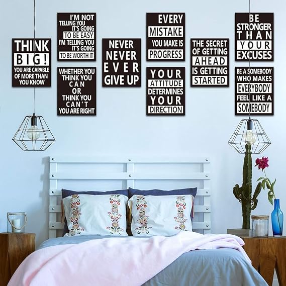 QTH 9 Pieces Inspirational Wall Decals Spiritual Motivational Wall Stickers Positive Quotes Sayings Phrases Decals for Library Home School Office Wall Art Decorations, 8 x 10 Inches, AMZ-0022