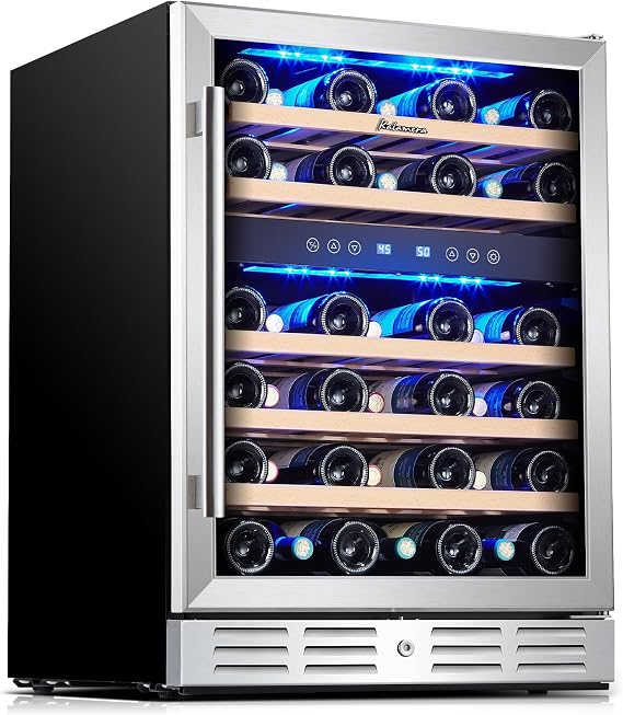 Kalamera 24 inch Wine Cooler, 37 Bottle Dual Zone Built-in or Freestanding