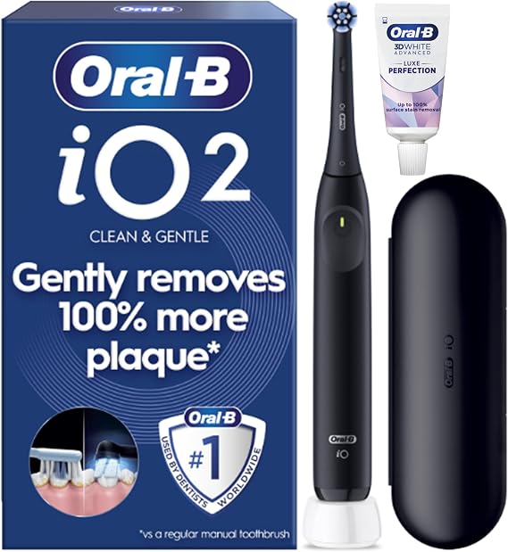 Oral-B iO2 Electric Toothbrush, Night Black, Includes 3D White Toothpaste