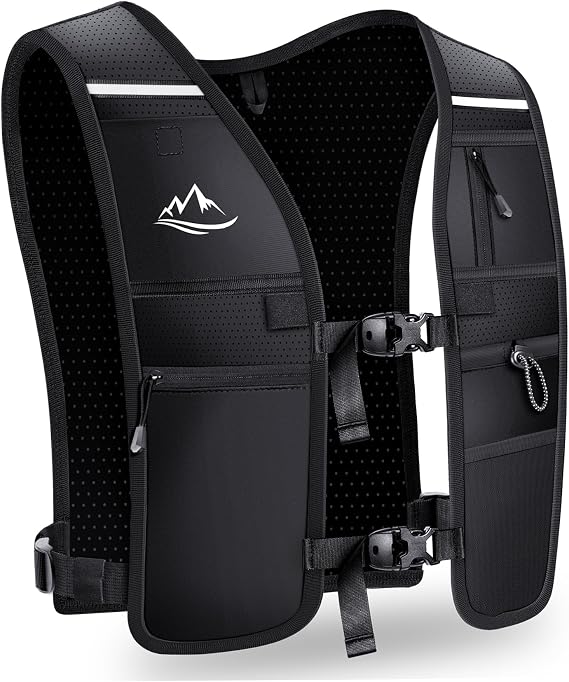 ISEYOU Running Vest for Women Men, Reflective Hydration Vest with Adjustable Waistband & Phone Pocket, Lightweight Breathable Running Water Vest for Jogging Hiking Trail Cycling and Marathon Race