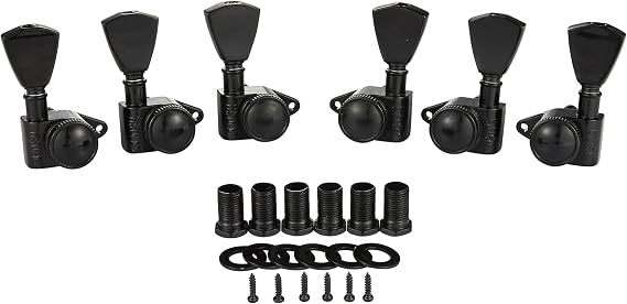 KAISH Black 3+3 Locking Tuners 21:1 Locking Tuning Machines Locking Tuning keys with Keystone Buttons for USA Les Paul/SG/ES/or Acoustic Guitars