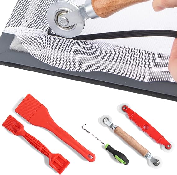 Window Glass Tool Kit, 5pcs Glazing Tools Set Screen Roller Tool Double Glazing Shovel Gasket Hook Heavy Duty Glazing Paddle Window Gap Adjustment Installation Tool