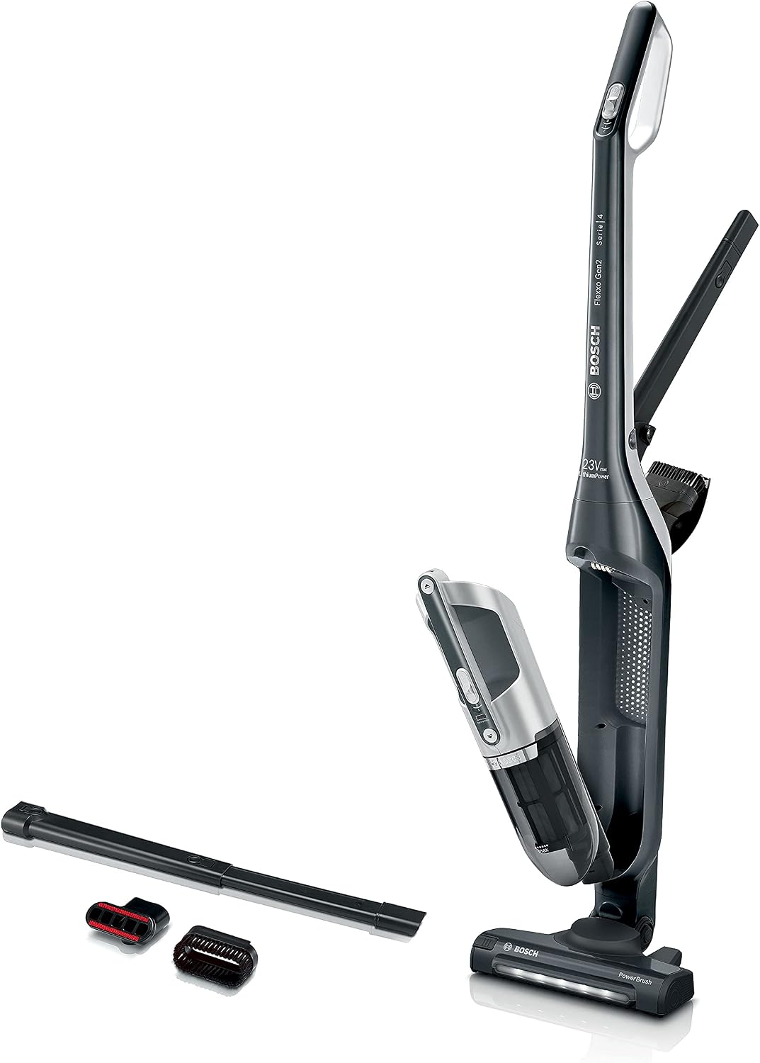 Bosch BBH3230GB Serie 4 Flexxo Cordless Stick Vacuum Cleaner with 2in1 HandheldStick Design, 23V Battery, 50 Minutes Run Time, Dark Sapphire