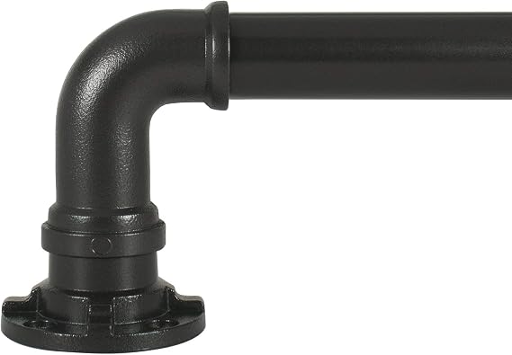 Decopolitan Industrial Wrap Around Telescoping Curtain Rod Set, 18-36", Black