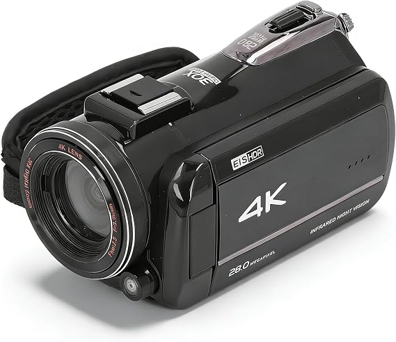 4K Camcorder Video Camera, 28MP, 30X Digital Zoom, 270 Rotation 3.0in LCD Screen, Recorder for Outdoor Travel Vlogging