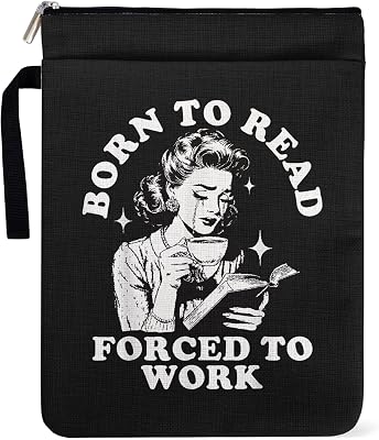 Born to Read Forced to Work Book Sleeve for Book Lovers Librarian, Modern Girl Themed Decor for Teacher Colleague Gifts, Bookish Group Club Book Cover Gifts 9x12 Inch
