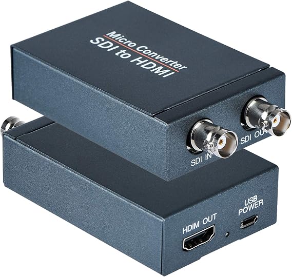 Anber-Tech SDI to HDMI Converter, SDI in HDMI Out with SDI Loopout, 1080P@60Hz Audio Embedder Support HDMI 1.3, 3G/HD-SDI Auto Format Detection Extender for Camera CCTV