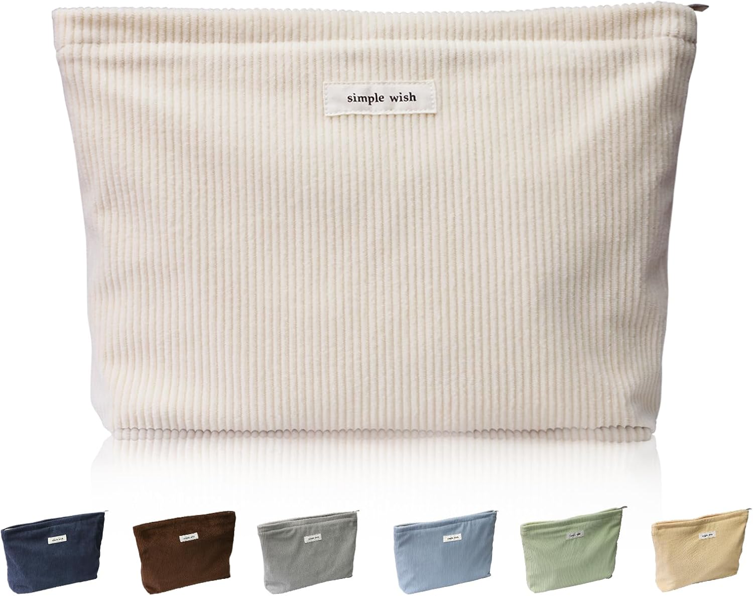 Wudygirl Travel Makeup Bag Large Capacity Cosmetic Bag for Women Corduroy Toiletry Bag Handbags Purses Zipper PouchBeige
