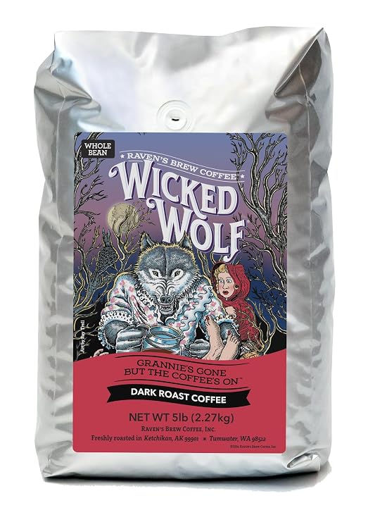 Raven's Brew Coffee - Wicked Wolf - Dark Roast - Full Body of Currant and Spice (Whole Bean, 5 lb)