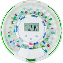 Automatic Pill Dispenser with Flashing Light, Sound, Alarm and Safety Lock, 28-Day Electronic Medication Organizer – Dispense Vitamins and Tablets Up 6 Times/Day – Easy Read Display, Frosted